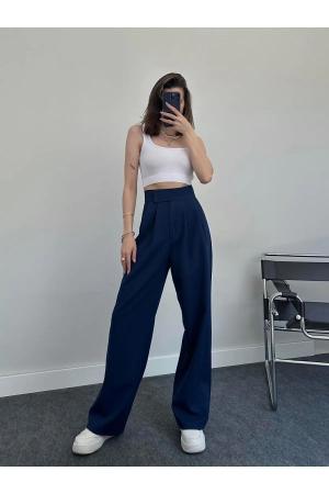 Women's Dark Blue High Waisted Pants