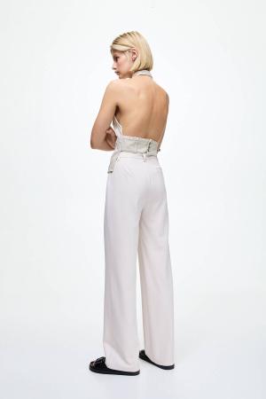 Straight fabric trousers