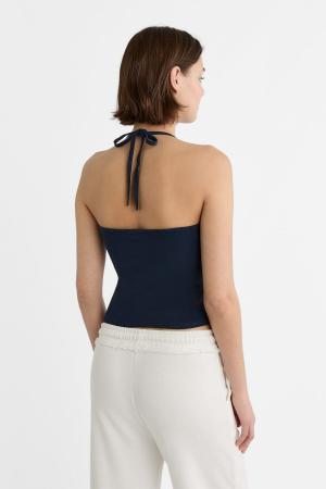 Halter neck top with halter neckline