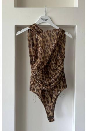 Leopard Tulle Blouse Bodysuit
