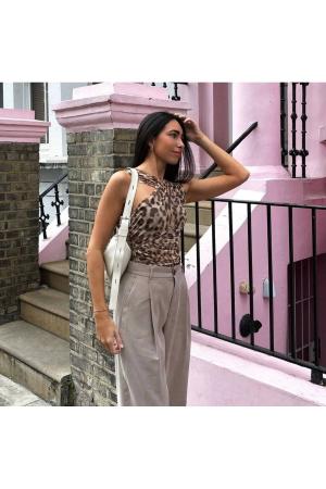 Leopard Tulle Blouse Bodysuit