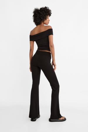 Ribbed waisted bell-bottom trousers