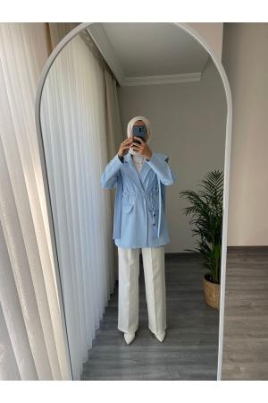 Waist Tie Blazer Jacket Blue