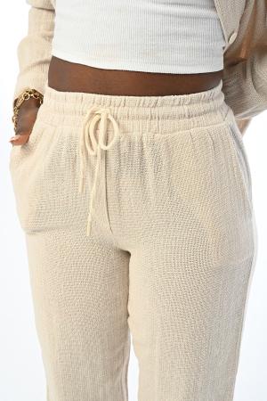 Women's cotton pants with elastic waist