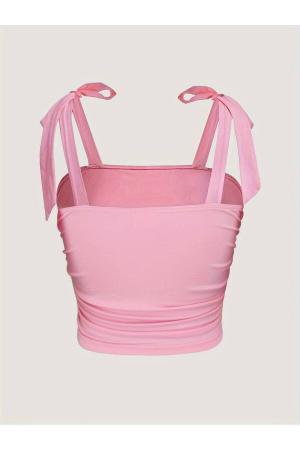 Summer crop top with pink bow