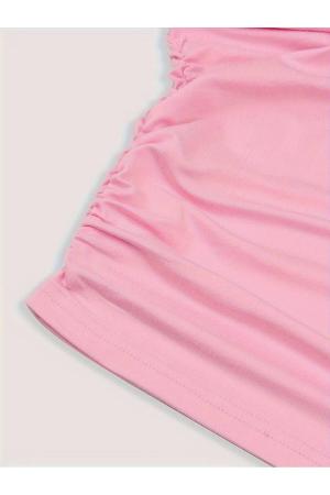 Summer crop top with pink bow