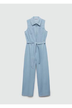 Belted denim overalls