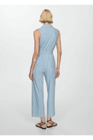 Belted denim overalls