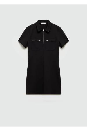 Polo collar dress with pockets