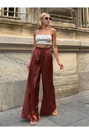 Brown satin pants