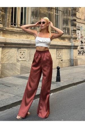 Brown satin pants