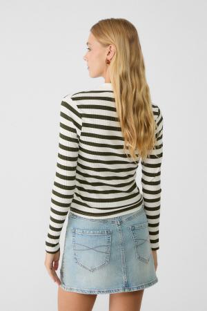 Striped polo neck t-shirt