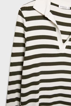 Striped polo neck t-shirt