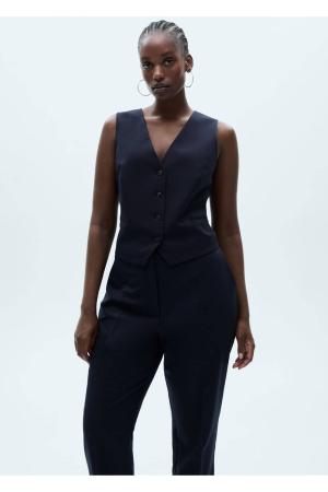 Straight cut fabric trousers