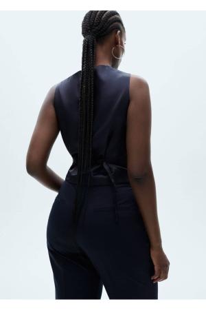 Straight cut fabric trousers