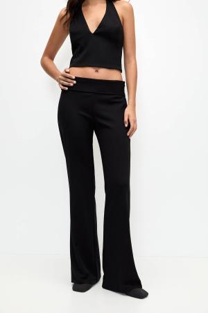 Wide leg trousers with folded waistband