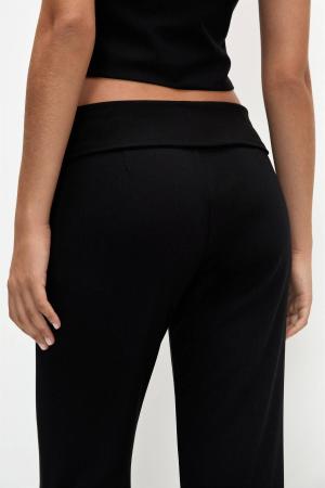 Wide leg trousers with folded waistband
