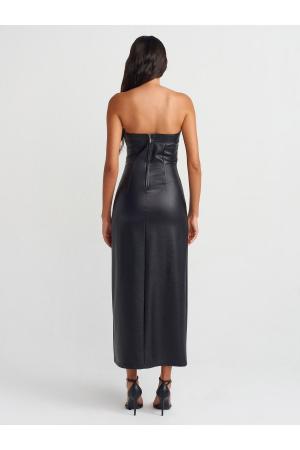 Strapless Faux Leather Dress