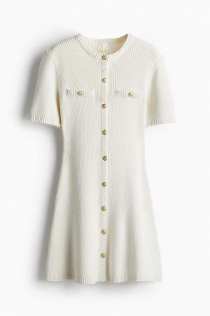 Buttoned Front and Knitted Dress