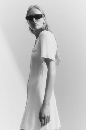 Buttoned Front and Knitted Dress