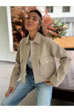 Women's Beige Bomber Jacket