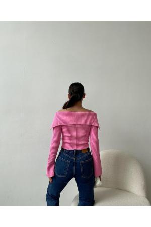 Cropped collared sweater