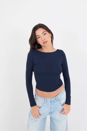 Backless Long Sleeve Blouse