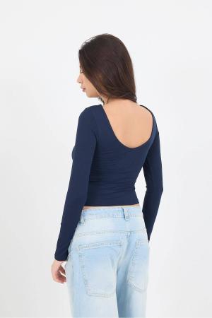 Backless Long Sleeve Blouse