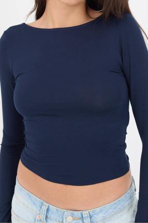Backless Long Sleeve Blouse