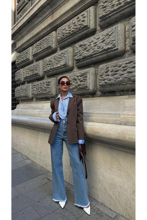 Oversize Women's Brown Blazer Jacket