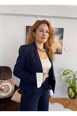 Blazer Jacket with Folded Sleeves