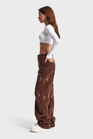 Women's loose embroidered pants