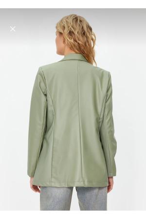 Mint green lined leather blazer