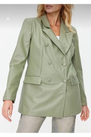 Mint green lined leather blazer