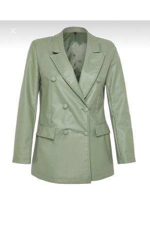 Mint green lined leather blazer